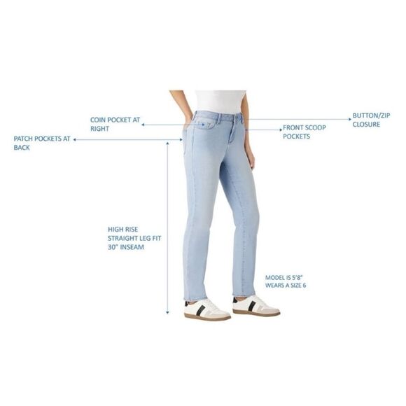 Member's Mark Women's Straight Jeans - Light Wash - Size 6 - Picture 6 of 13
